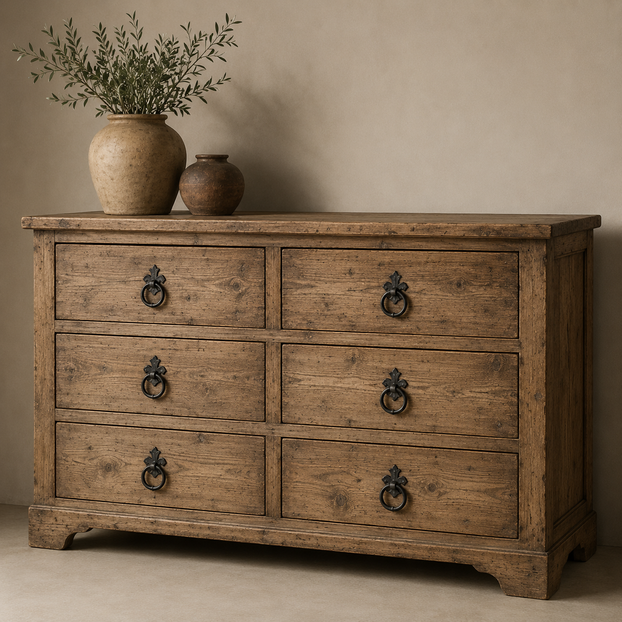Rustic Chest of Drawers with 6 Drawers