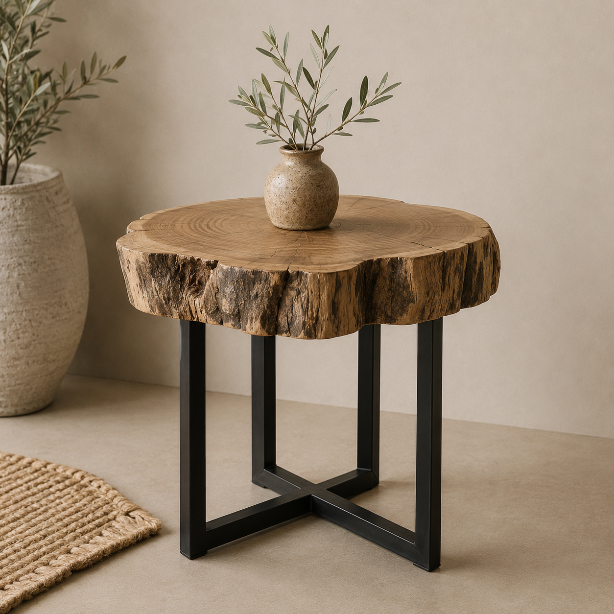 Rustic Tree Trunk Side Table