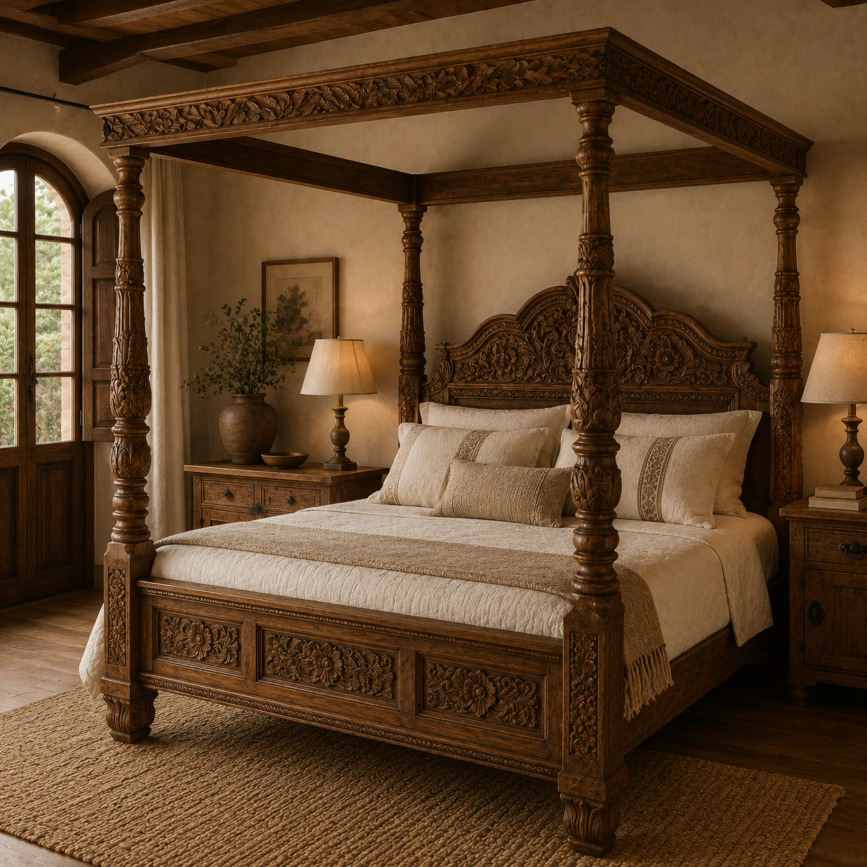 Wooden Canopy Bed